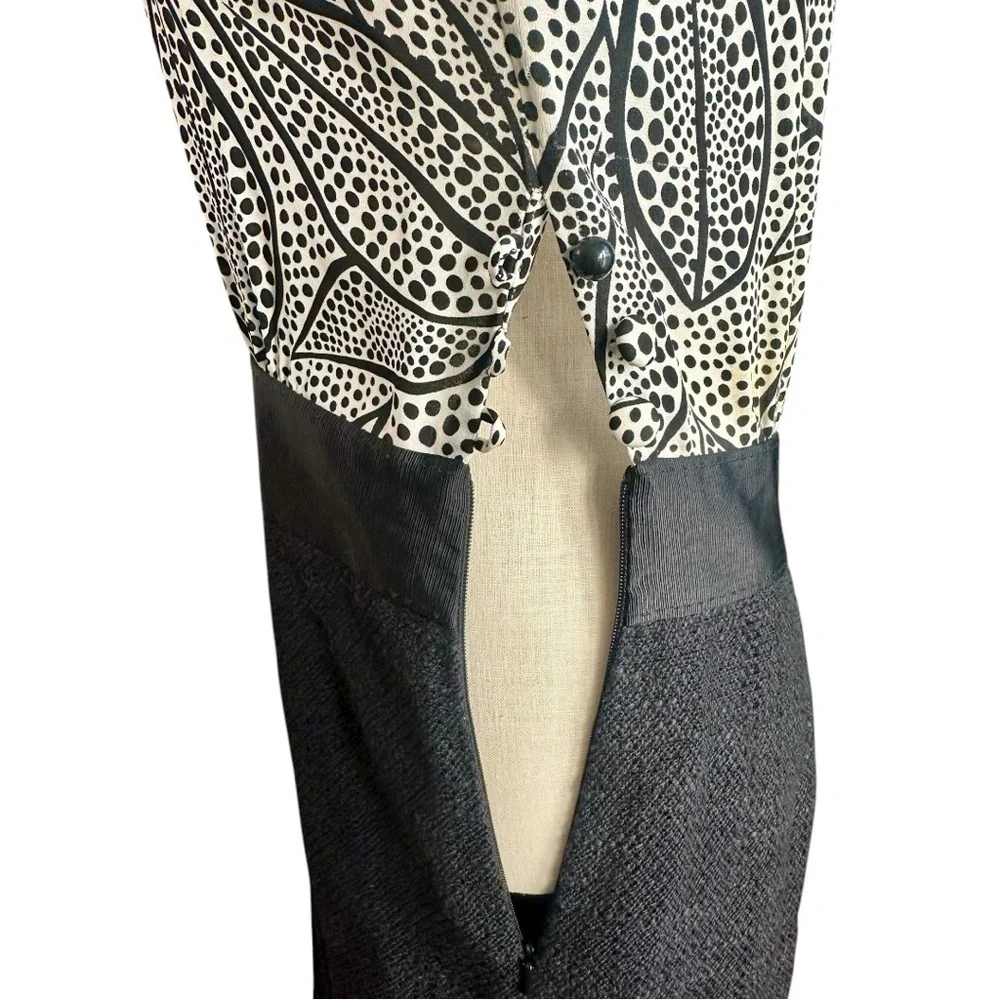 Tory Burch Classic Monochrome Dotted Leaf Print Dress Size 8